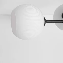 3-Light White Ribbed Glass Tiered Sputnik Semi Flush Mount