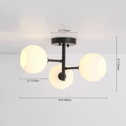 3-Light White Ribbed Glass Tiered Sputnik Semi Flush Mount