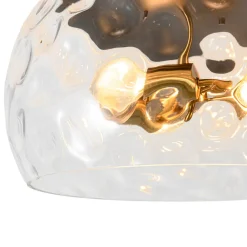 3-Light Wide Bowl Hammered Glass Round Flush Mount