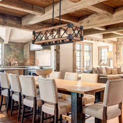 5-Light Wood Box Rectangle Chandelier Modern Farmhouse
