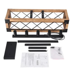 5-Light Wood Box Rectangle Chandelier Modern Farmhouse