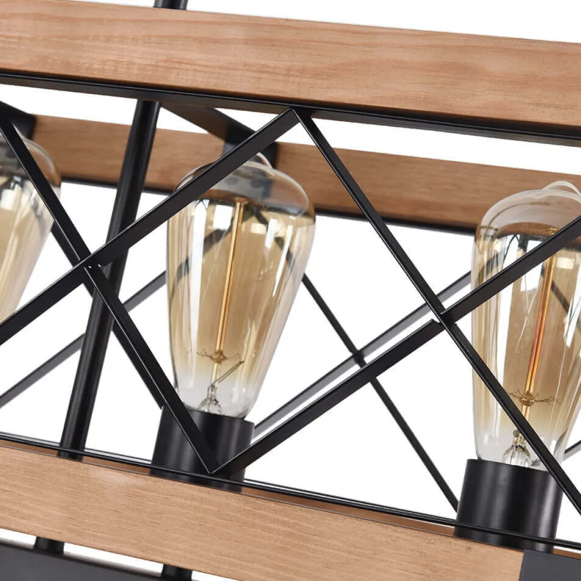 5-Light Wood Box Rectangle Chandelier Modern Farmhouse