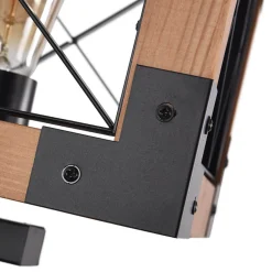 5-Light Wood Box Rectangle Chandelier Modern Farmhouse