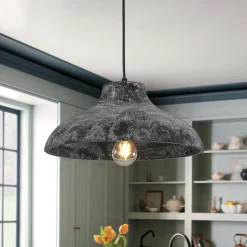 Limed Style Dome Distressed Wooden Single Pendant