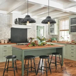 Limed Style Dome Distressed Wooden Single Pendant