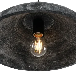 Limed Style Dome Distressed Wooden Single Pendant