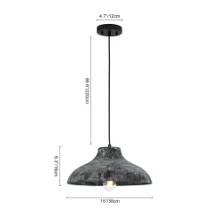 Limed Style Dome Distressed Wooden Single Pendant