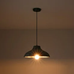 Limed Style Dome Distressed Wooden Single Pendant