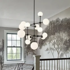 Luminous Opal Glass Globe Geometric Bubble Chandelier