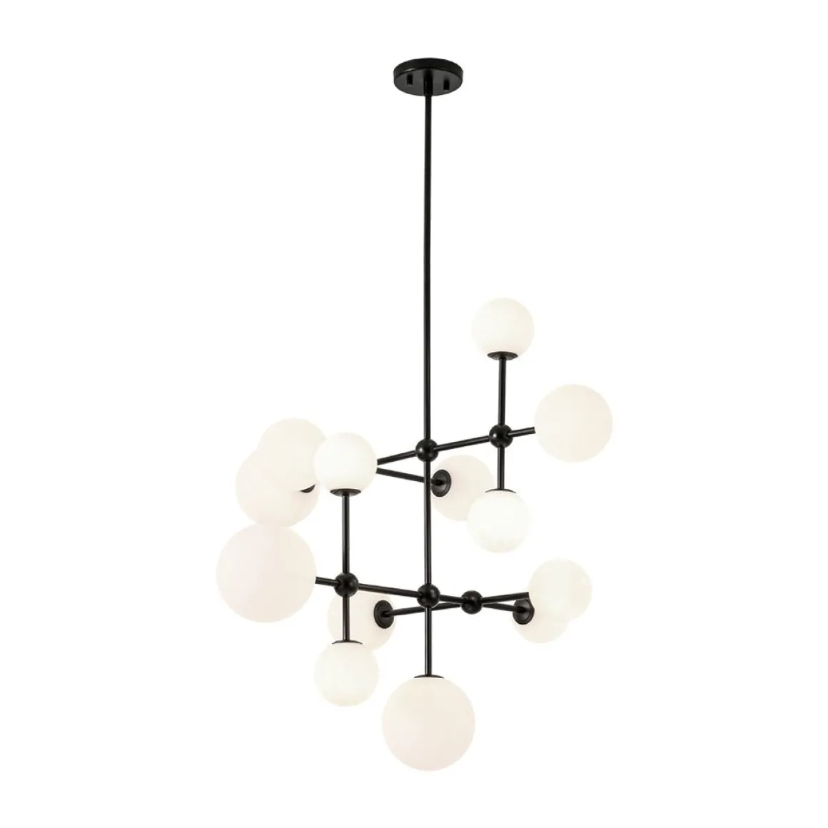 Luminous Opal Glass Globe Geometric Bubble Chandelier