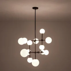 Luminous Opal Glass Globe Geometric Bubble Chandelier