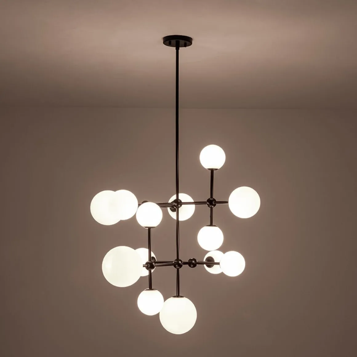 Luminous Opal Glass Globe Geometric Bubble Chandelier