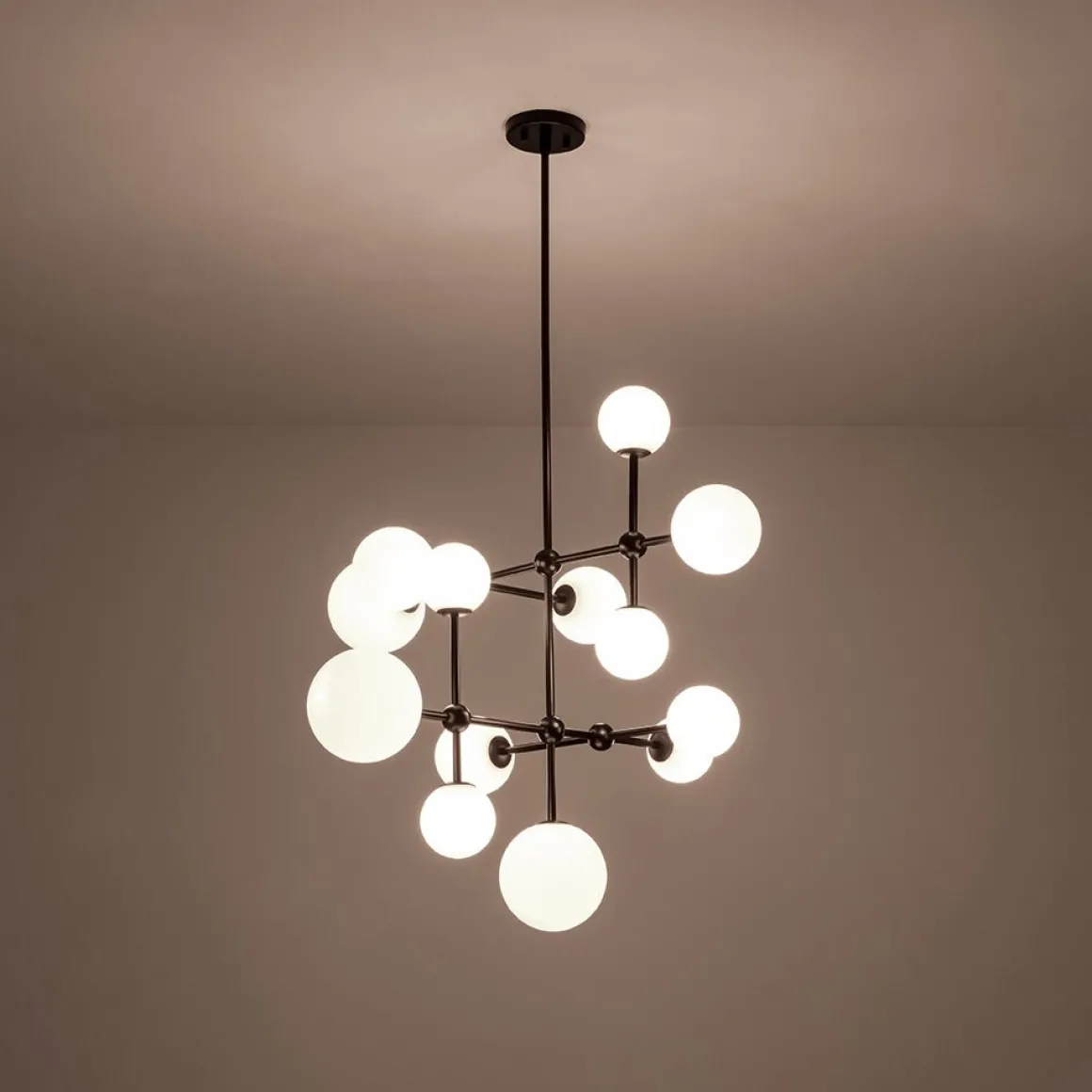 Luminous Opal Glass Globe Geometric Bubble Chandelier