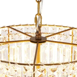 Luxe Antique Bronze Tiered Crystal Drum Cage Chandelier