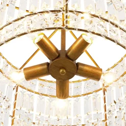 Luxe Antique Bronze Tiered Crystal Drum Cage Chandelier