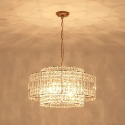Luxe Antique Bronze Tiered Crystal Drum Cage Chandelier