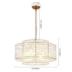 Luxe Antique Bronze Tiered Crystal Drum Cage Chandelier