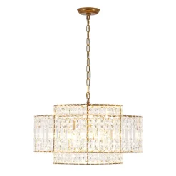 Luxe Antique Bronze Tiered Crystal Drum Cage Chandelier