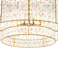Luxe Antique Bronze Tiered Crystal Drum Cage Chandelier