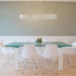 Luxe Chrome Crystal Dimmable LED Oval Halo Island Pendant