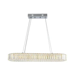 Luxe Chrome Crystal Dimmable LED Oval Halo Island Pendant