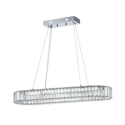 Luxe Chrome Crystal Dimmable LED Oval Halo Island Pendant