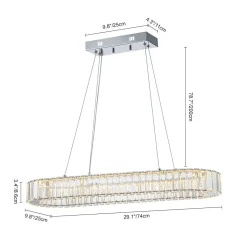 Luxe Chrome Crystal Dimmable LED Oval Halo Island Pendant