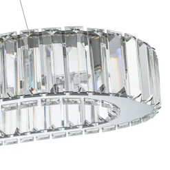 Luxe Chrome Crystal Dimmable LED Oval Halo Island Pendant