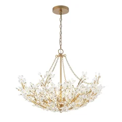 Luxe Gold Crystal Blossom Floral Basket Chandelier