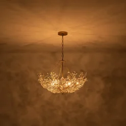 Luxe Gold Crystal Blossom Floral Basket Chandelier