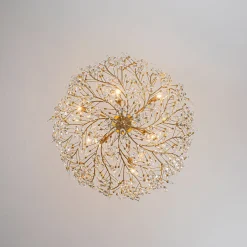 Luxe Gold Crystal Blossom Floral Basket Chandelier