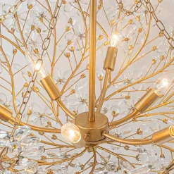 Luxe Gold Crystal Blossom Floral Basket Chandelier
