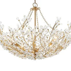 Luxe Gold Crystal Blossom Floral Basket Chandelier