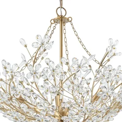 Luxe Gold Crystal Blossom Floral Basket Chandelier