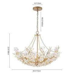 Luxe Gold Crystal Blossom Floral Basket Chandelier