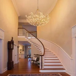 Luxe Gold Crystal Blossom Floral Basket Chandelier