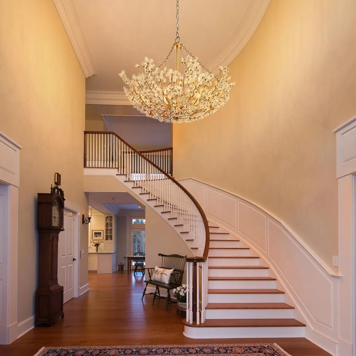 Luxe Gold Crystal Blossom Floral Basket Chandelier