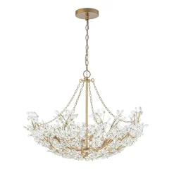 Luxe Gold Crystal Blossom Floral Basket Chandelier