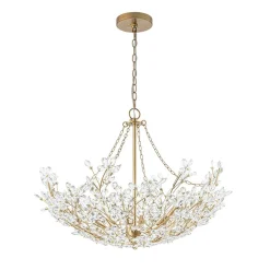 Luxe Gold Crystal Blossom Floral Basket Chandelier