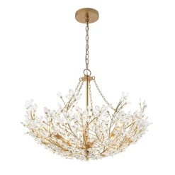 Luxe Gold Crystal Blossom Floral Basket Chandelier