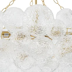 Luxe Large Cluster Rippled Glass Globe Round Bubble Chandelier
