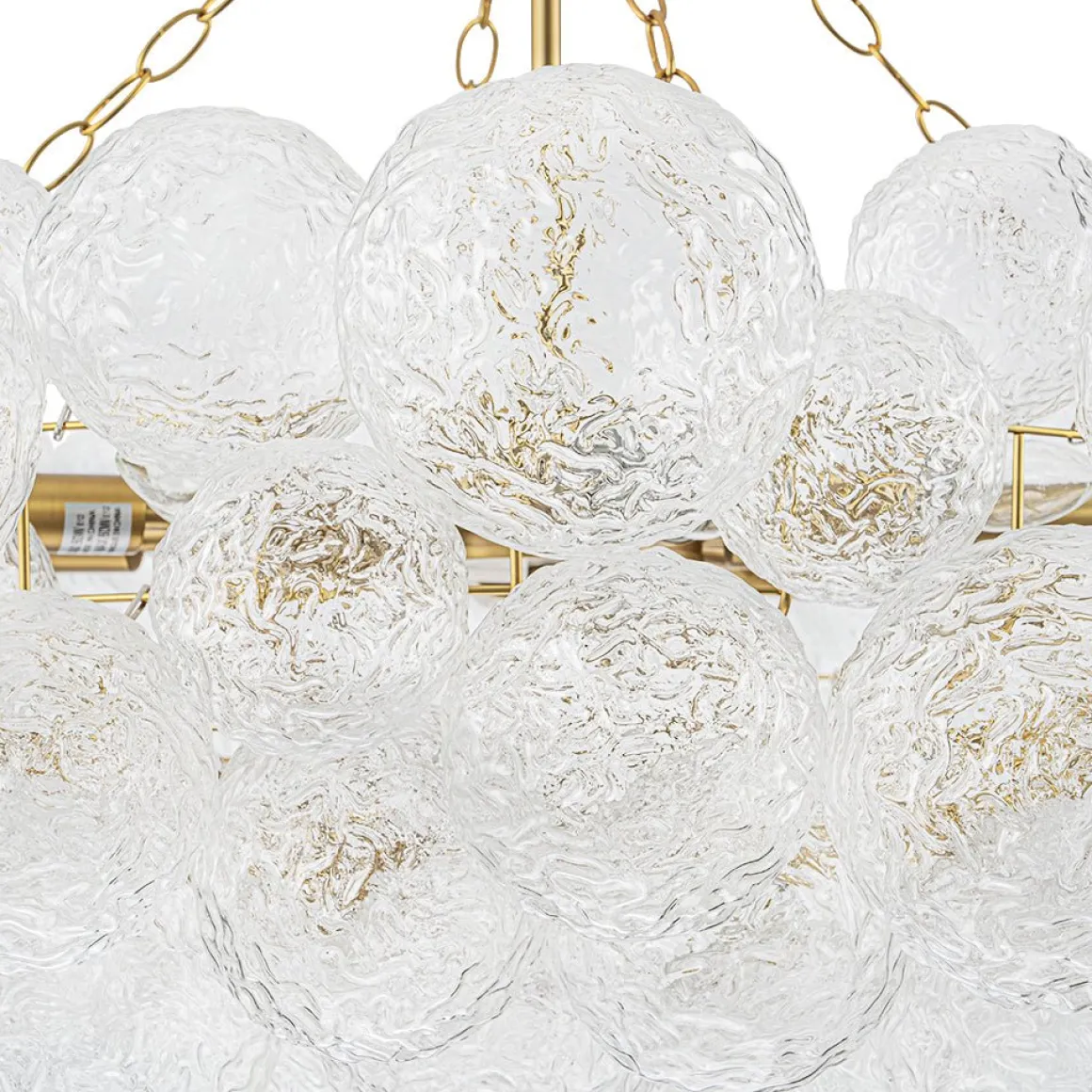 Luxe Large Cluster Rippled Glass Globe Round Bubble Chandelier