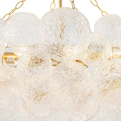 Luxe Large Cluster Rippled Glass Globe Round Bubble Chandelier