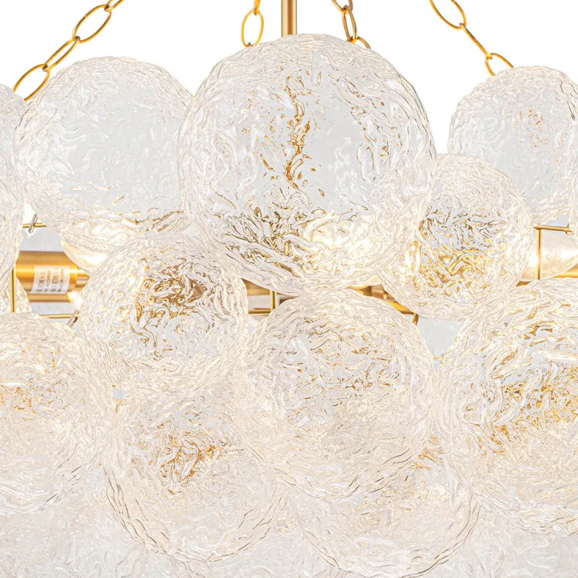 Luxe Large Cluster Rippled Glass Globe Round Bubble Chandelier