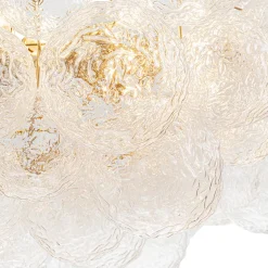 Luxe Large Cluster Rippled Glass Globe Round Bubble Chandelier