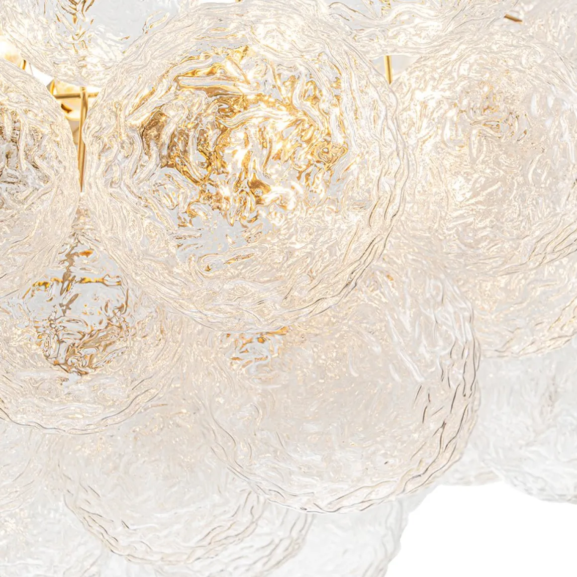 Luxe Large Cluster Rippled Glass Globe Round Bubble Chandelier