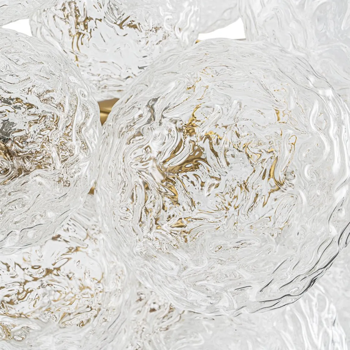 Luxe Large Cluster Rippled Glass Globe Round Bubble Chandelier