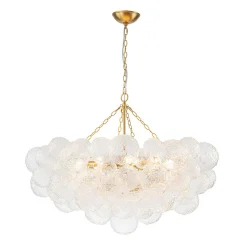 Luxe Large Cluster Rippled Glass Globe Round Bubble Chandelier