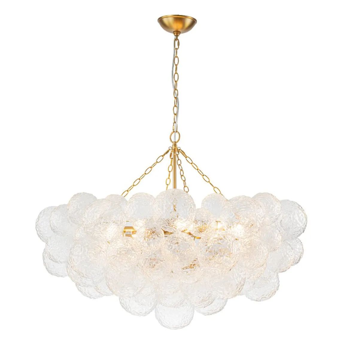Luxe Large Cluster Rippled Glass Globe Round Bubble Chandelier