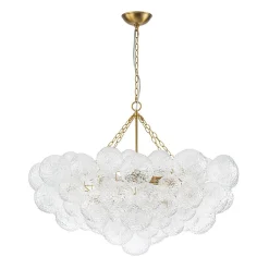 Luxe Large Cluster Rippled Glass Globe Round Bubble Chandelier